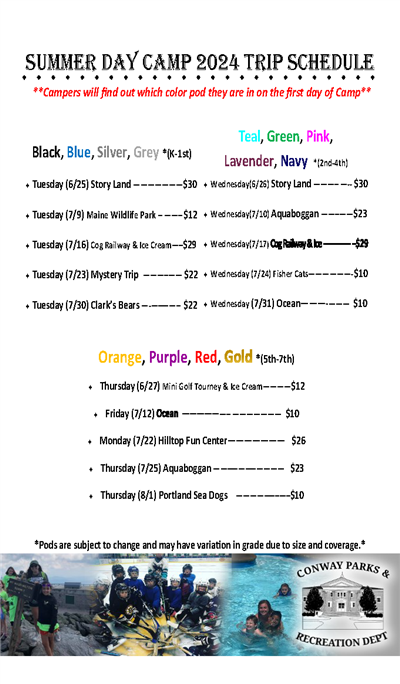 Field Trip Schedule